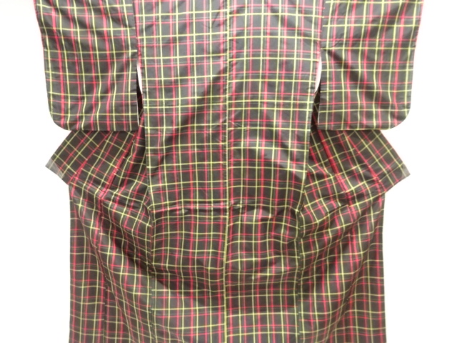 格子織り出し本場泥大島紬着物アンサンブル